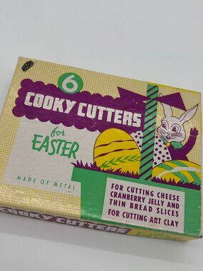 Vintage Easter Cookie Cutters by Cooky Cutters Set Of 6 In Original Box ~ Metal